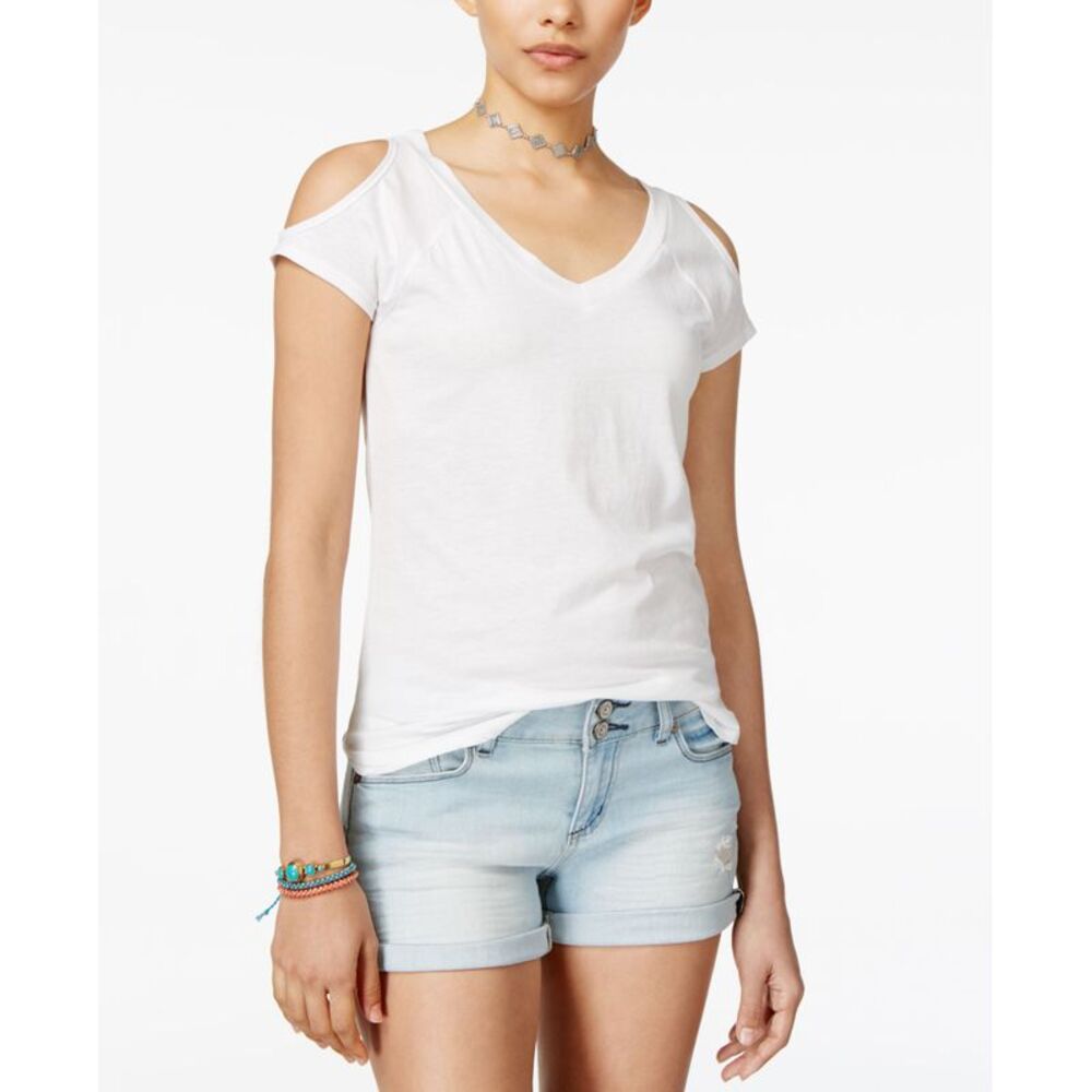 Planet Gold Juniors Cold Shoulder Burnout T-Shirt